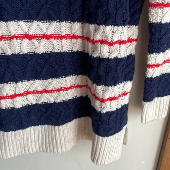 J.Crew Gabby Stripe Cable Knit Wool Tunic Sweater - Picture 8 of 14
